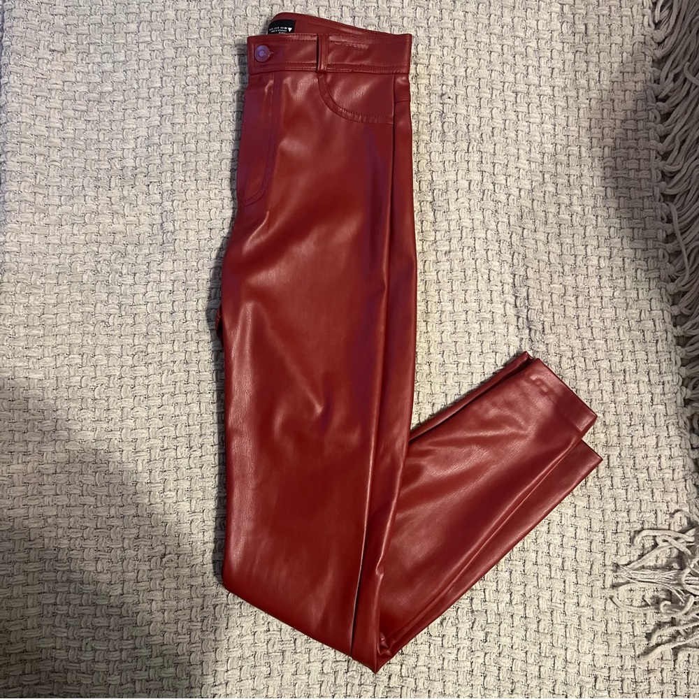 Zara deep red faux leather pants
